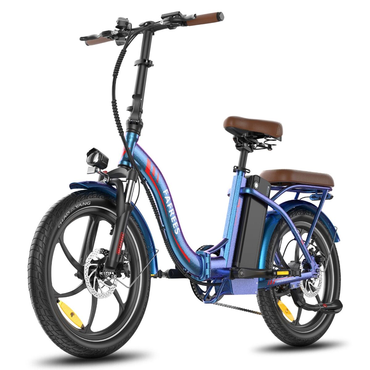 Bicicleta elétrica fafrees f20+ pro - motor 250w bateria 36v22.5ah pneus de 20 polegadas travões de disco mecânicos - aurora azul