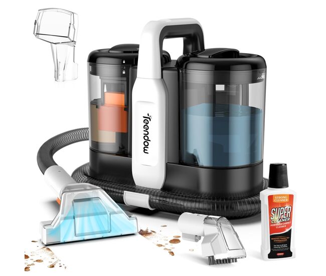 Aspirador de mão teendow c5 - 450w 11000pa 1500ml+800ml ruído 80db apenas 4kg silencioso e portátil - preto