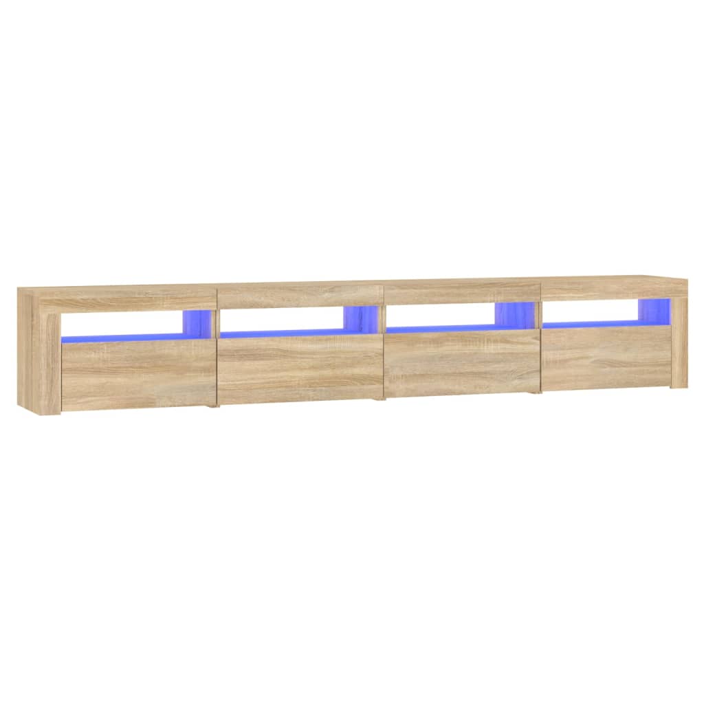 Móvel de tv - modulo de tv - armário de tv com luzes led 240x35x40 cm carvalho sonoma