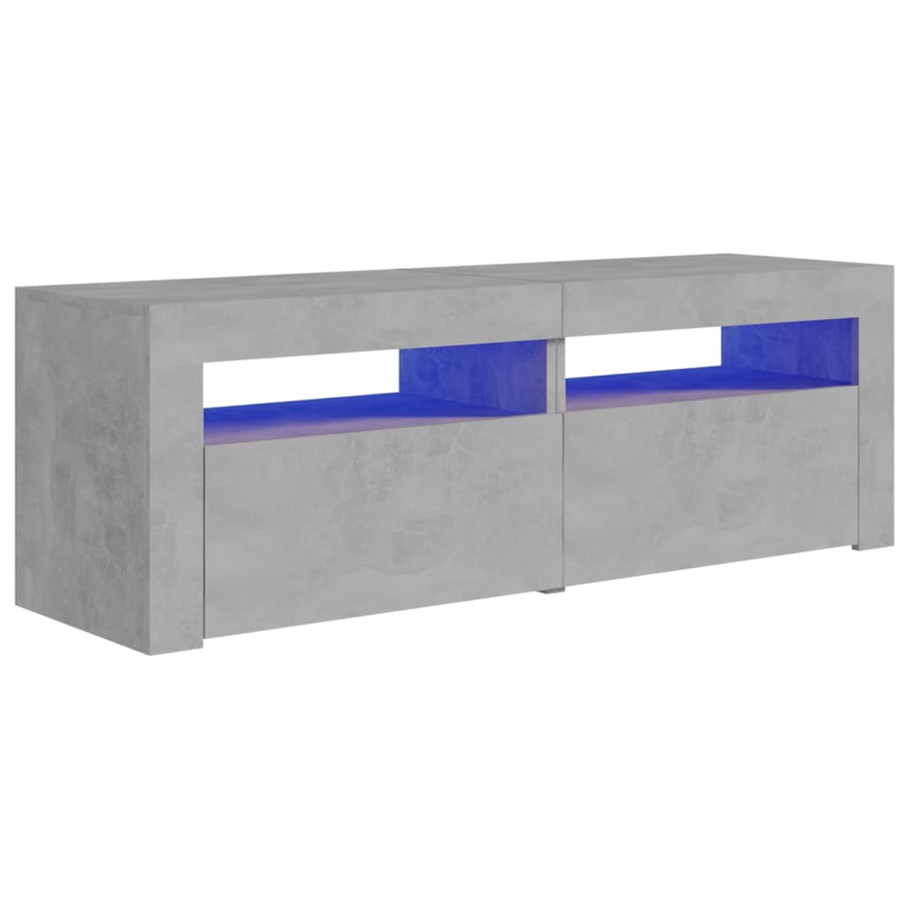 Móvel de tv - modulo de tv - armário de tv com luzes led 120x35x40 cm cinzento cimento