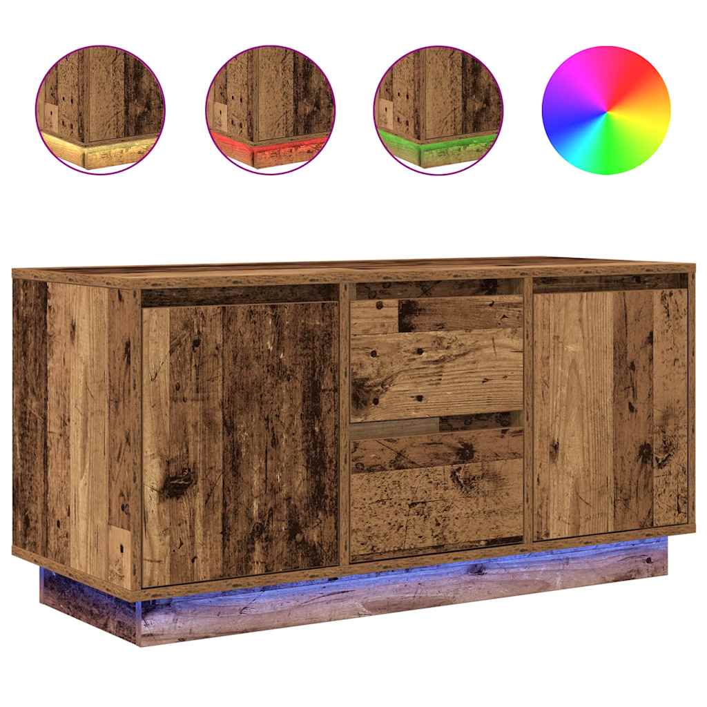 Móvel de tv - modulo de tv - armário de tv com luzes led 100x41x50 cm madeira velha