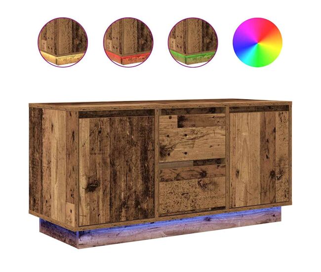 Móvel de tv - modulo de tv - armário de tv com luzes led 100x41x50 cm madeira velha