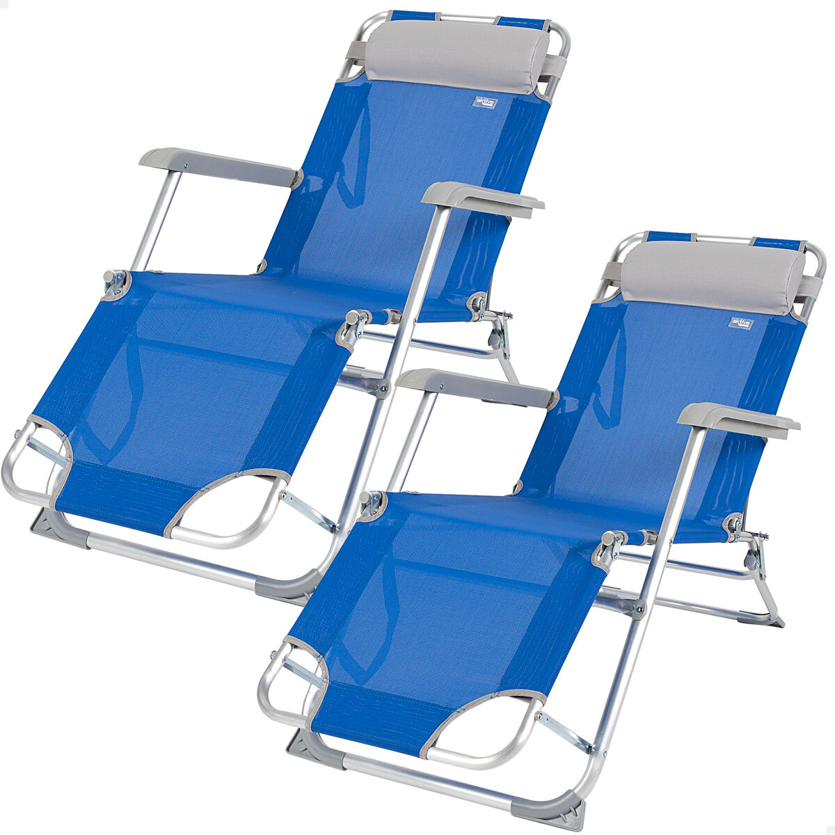 Pack 2 espreguiçadeiras de praia dobráveis 3 posições Aktive