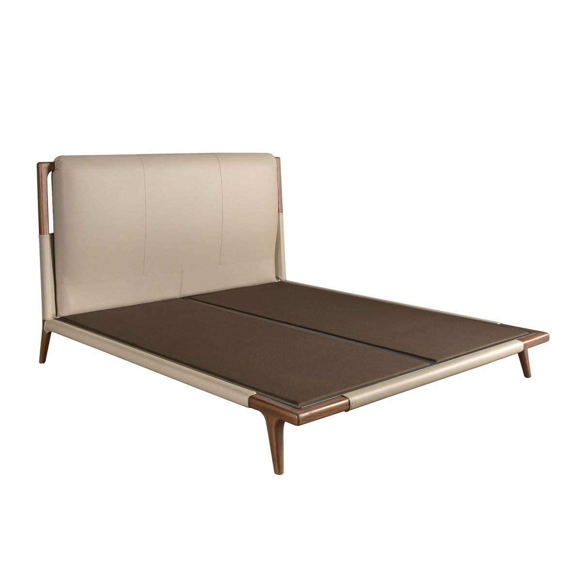 Cama de couro sintético cor de vison