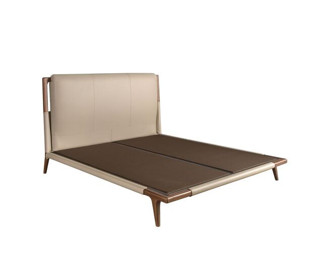 Cama de couro sintético cor de vison