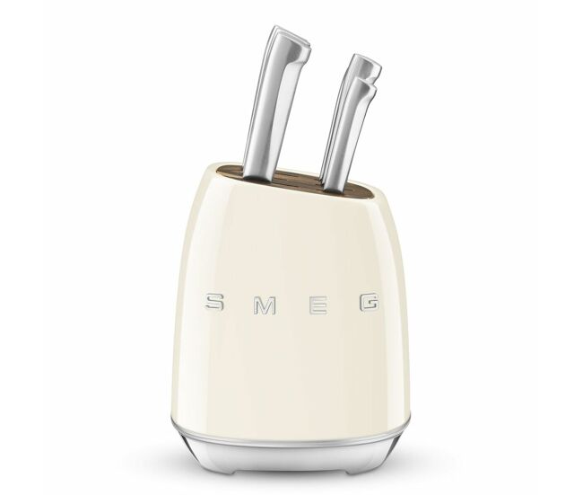 Conjunto de facas de cozinha e suporte smeg kbsf02cr creme acier inox