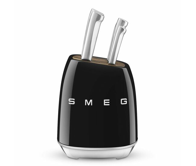 Conjunto de facas de cozinha e suporte smeg kbsf02bl noir acier inox