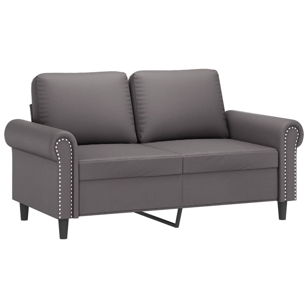 Sofá de 2 lugares - sofá fixo 120 cm couro artificial cinza