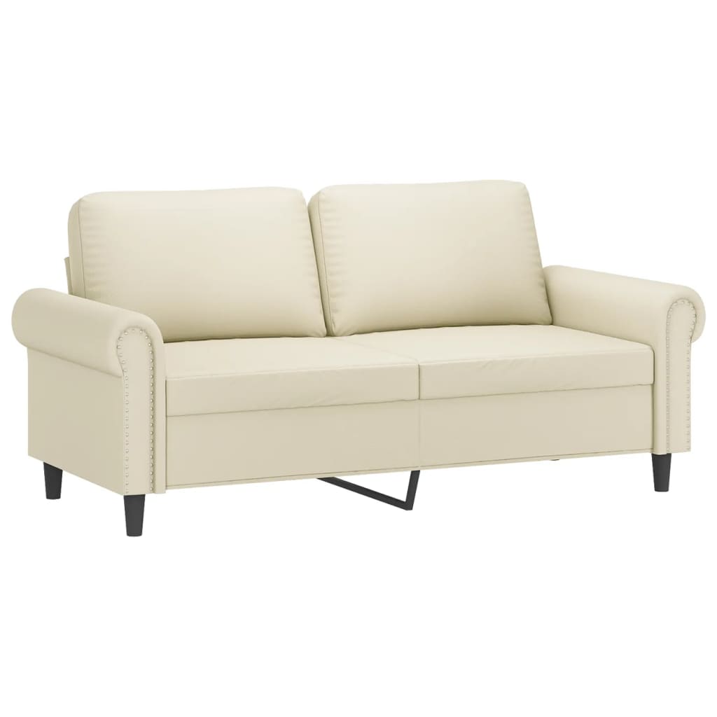 Sofá de 2 lugares - sofá fixo 140 cm couro artificial cor creme
