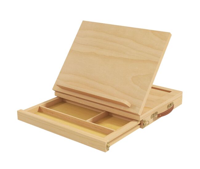 Vinsetto cavalete de mesa ajustável caixa cavalete de madeira de faia com gaveta de armazenamento cavalete de desenho e esboços dobrável para adultos principiantes e artistas 33,5x26x26 cm madeira