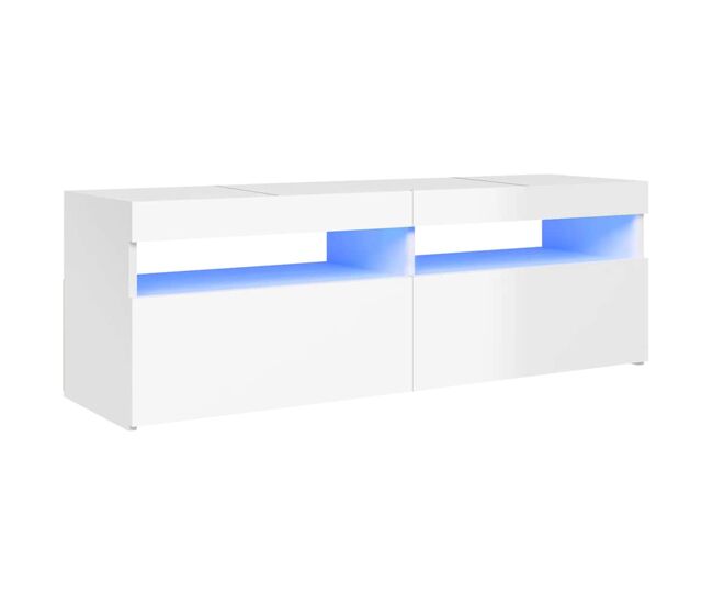 Móvel de tv - modulo de tv - armário de tv com luzes led 120x35x40 cm branco brilhante