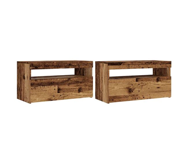 Móveis de tv - armários tv com luzes led 2pcs derivados madeira madeira velha