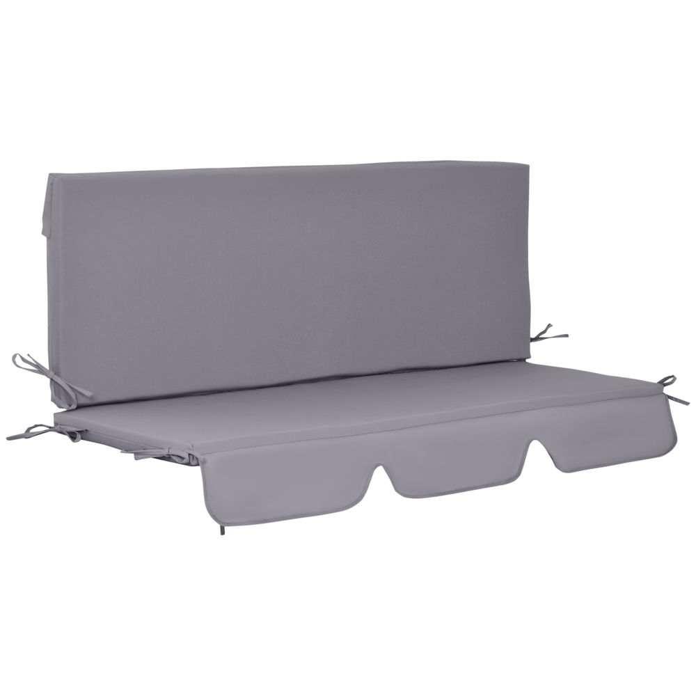 Outsunny almofada para baloiço de 2 peças 130x45x5 cm almofada para baloiço de assento e encosto acolchoado para jardim varanda exterior cinza
