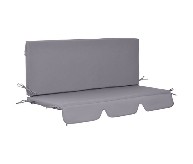 Outsunny almofada para baloiço de 2 peças 130x45x5 cm almofada para baloiço de assento e encosto acolchoado para jardim varanda exterior cinza