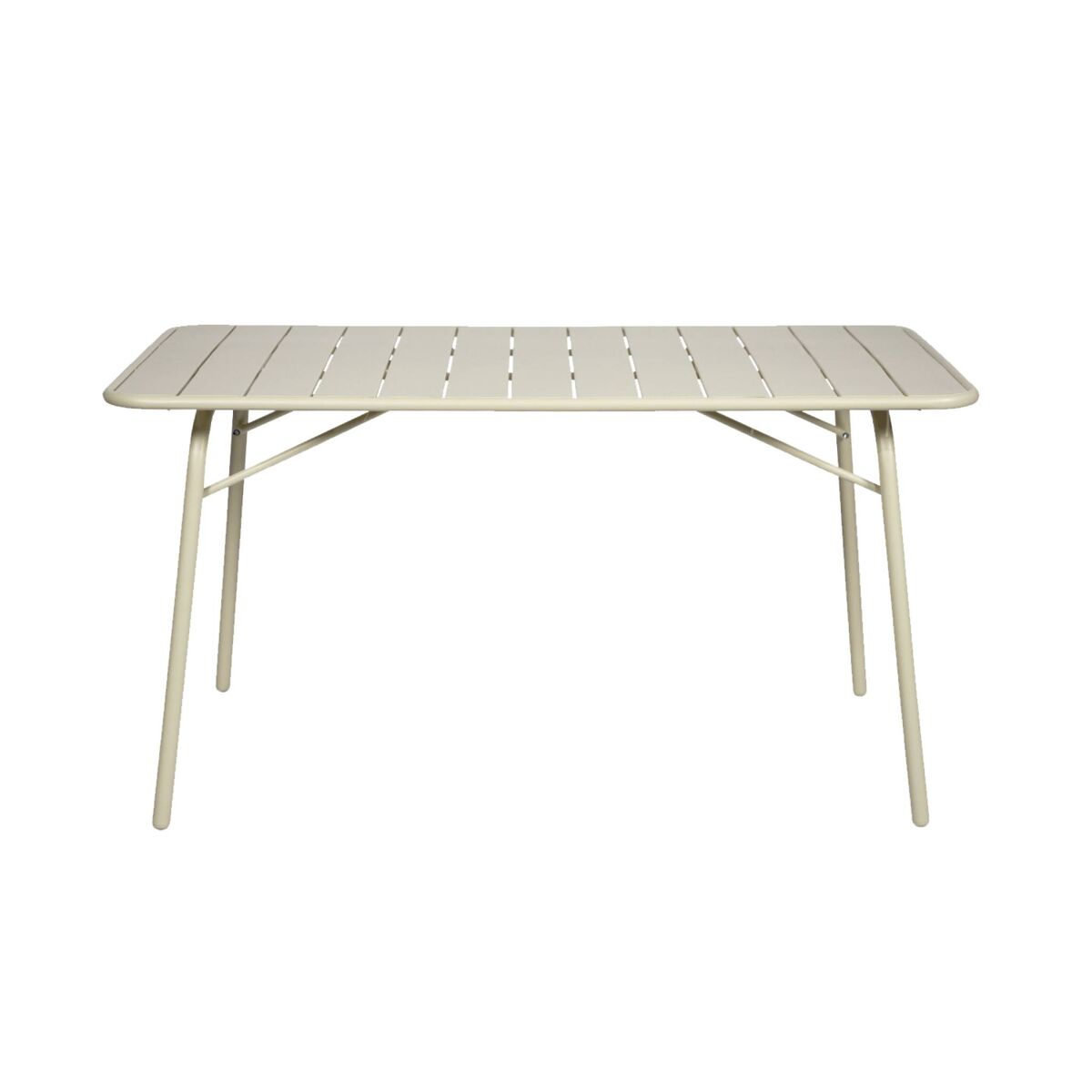 Mesa de jardim dobrável metálica, 6 lugares, amelia 140cm, beige, 141.2x80x72.5 cm