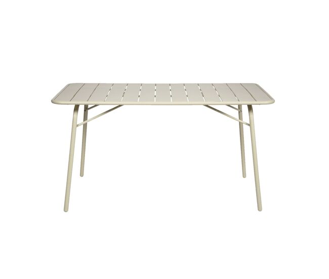 Mesa de jardim dobrável metálica, 6 lugares, amelia 140cm, beige, 141.2x80x72.5 cm