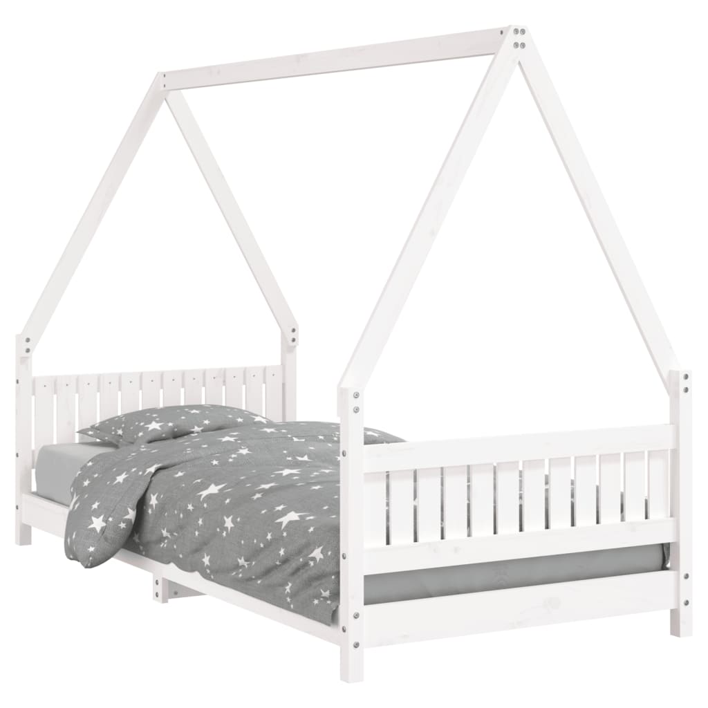 Vidaxl estrutura de cama infantil 90x200 cm pinho maciço branco