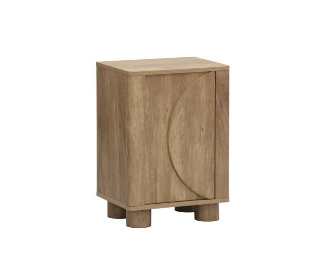 Mesa de cabeceira efeito madeira de mangueira, 1 porta, pondi, manguier, 40x30x57 cm