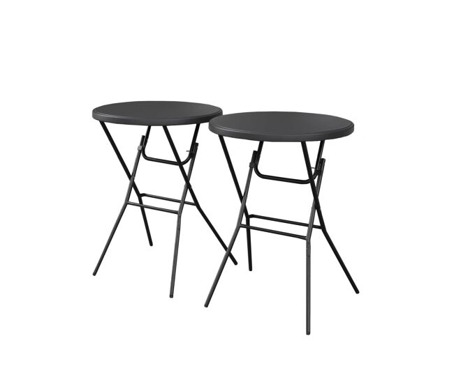 Mesa dobrável, set de 2, gala x2, cinza escuro, 81x81x110 cm
