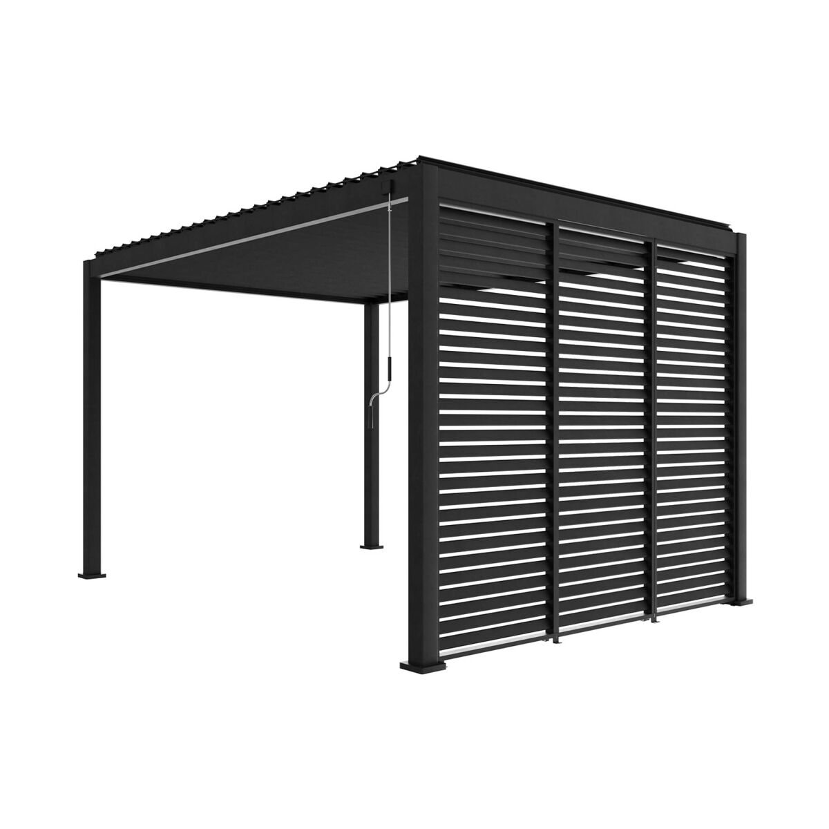 Pérgola bioclimática 3x4m de alumínio + 3 persianas de 100cm , triomphe 3x4m + acessórios, antracite, 400x300x250 cm