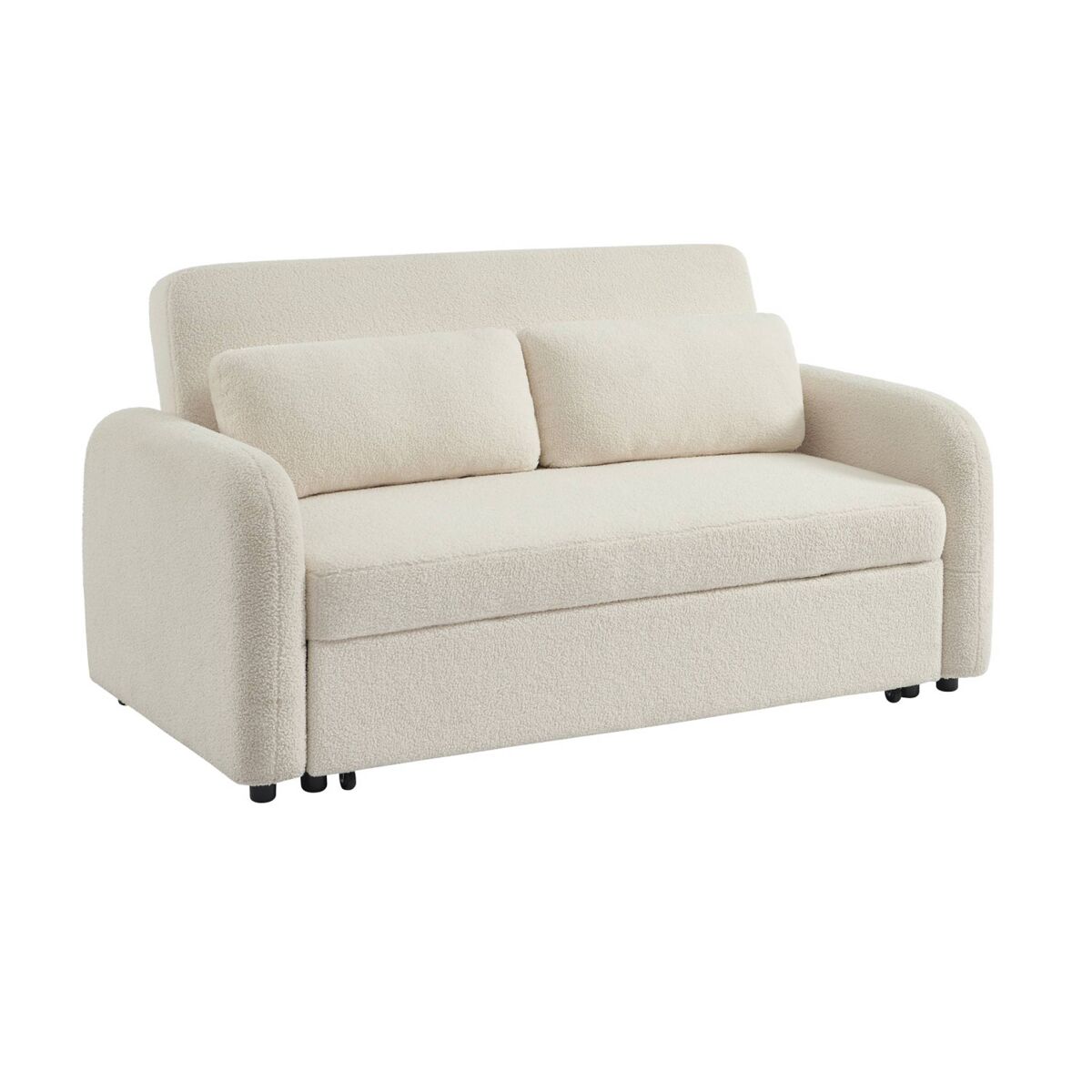Sofá-cama arredondado 2 lugares bouclette