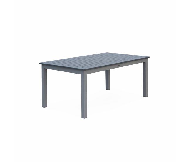 Mesa de jardim extensível em alumínio, 8 lugares sentados, chicago 244cm, cinza, 244x100x75 cm
