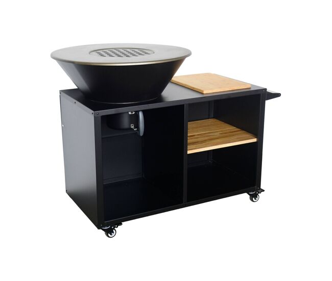 Braseiro de cozinha 80cm, aparador com espaços de armazenamento, stromboli, preto, 138x82x114 cm