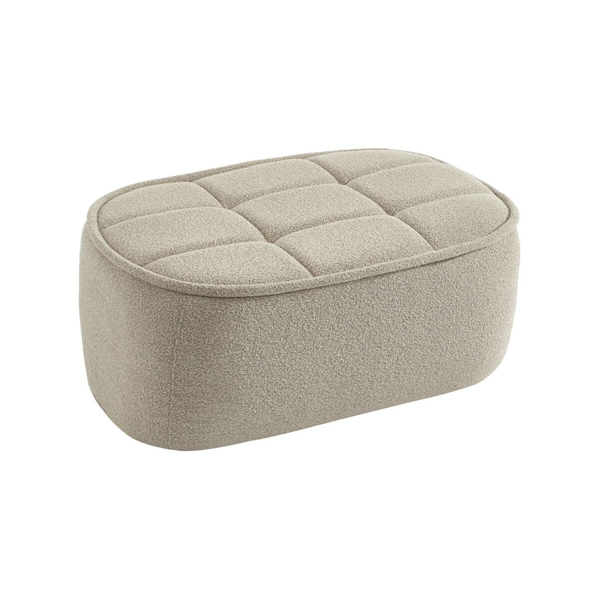 Pouf, apoio para pés para poltrona 1 lugar boni bouclette texturada, boni, beige, 91x63x40 cm