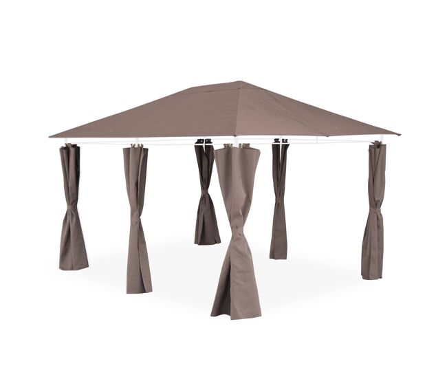 Dossel e cortinas para gazebo, divio 3x4m, cobertura de telhado + cortinas para pérgola divio, taupe, 299x299x183 cm