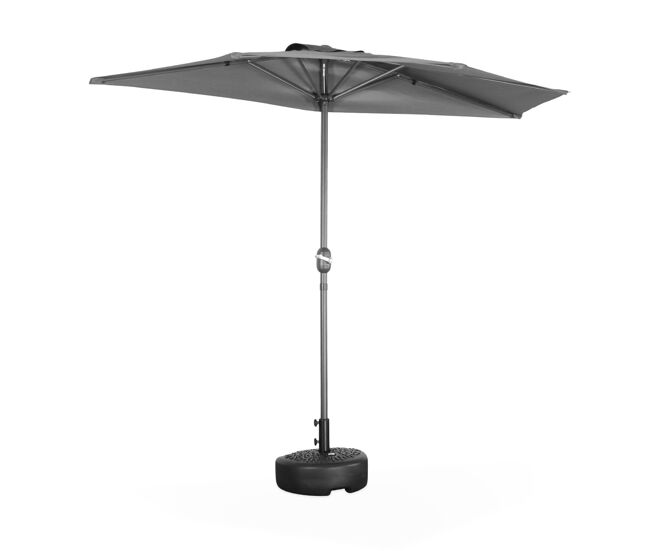 Meio guarda-chuva para varanda 2,5m, calvi, cinza, 250x250x228 cm