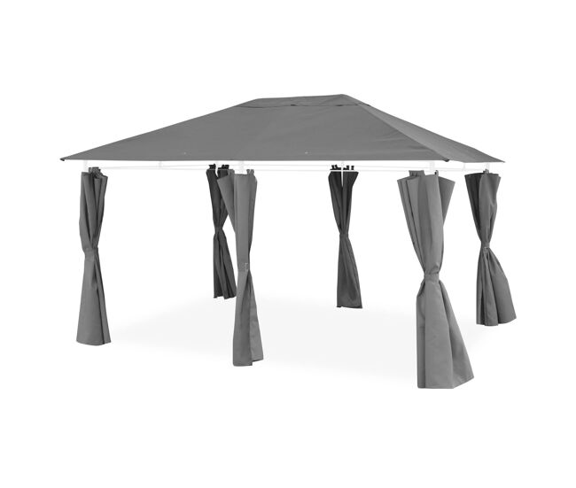 Dossel e cortinas para gazebo, divio 3x4m, cobertura de telhado + cortinas para pérgola divio, cinza, 299x299x183 cm