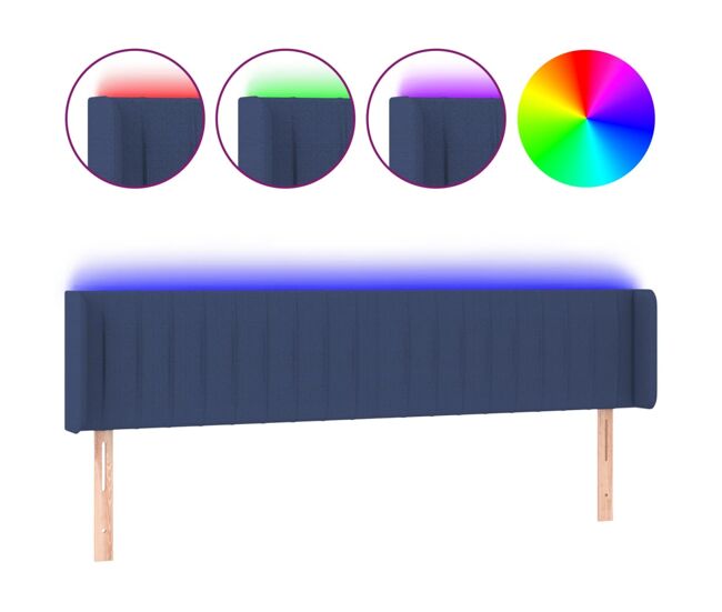 Vidaxl cabeceira de cama c/ luzes led tecido 163x16x78/88 cm azul