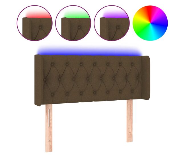 Vidaxl cabeceira de cama c/ luzes led tecido 103x16x78/88 cm castanho