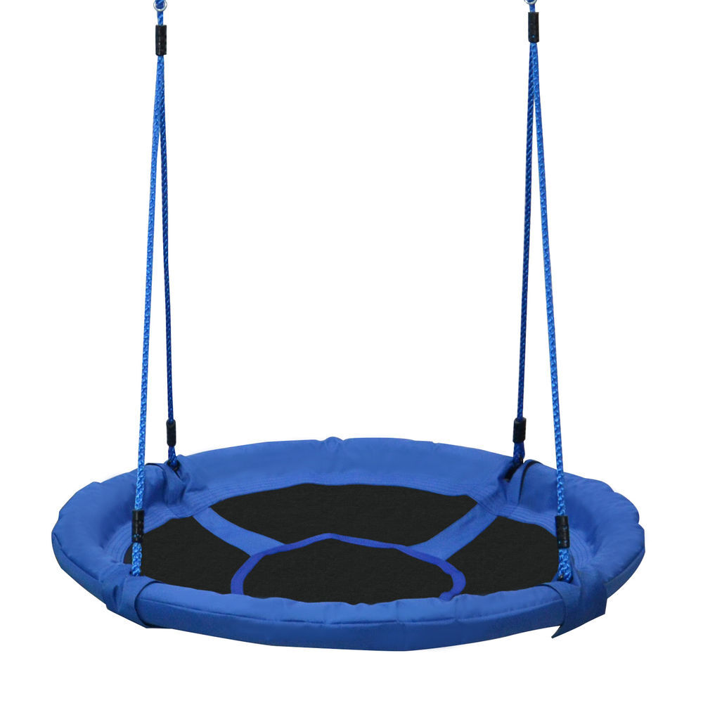 Homcom baloiço para criança tipo ninho baloiço infantil redondo acima de 3 anos carga máx. 100 kg interior e exterior ø100x180 cm azul