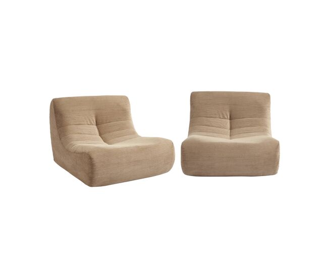 Sofá modular em tecido veludo cotelê de 2 lugares, sokol veludo cotelê , taupe, 91x105x72 cm