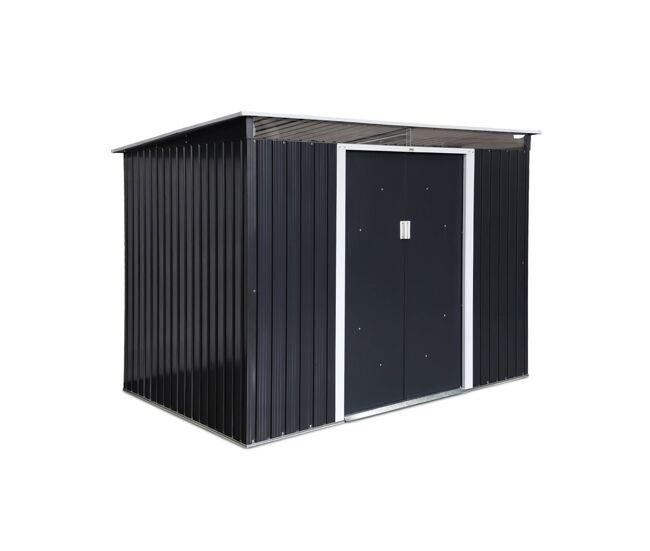 Galpão metálico para jardim 4,85m2 com claraboia, audomarois, antracite, 261x181x186 cm