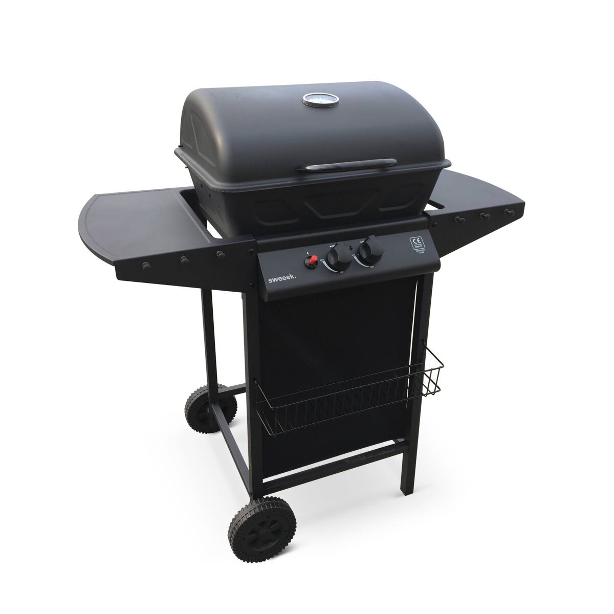 Barbecue a gás de 2 queimadores, aramis, preto, 97x54x100 cm