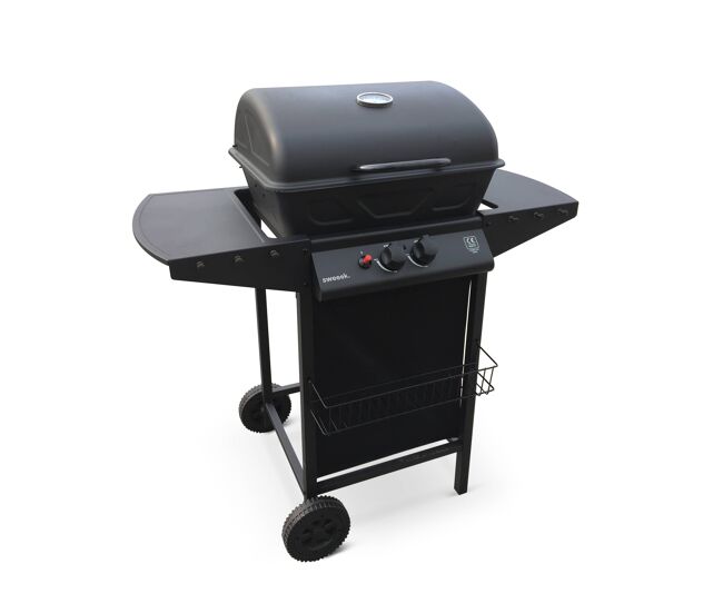 Barbecue a gás de 2 queimadores, aramis, preto, 97x54x100 cm