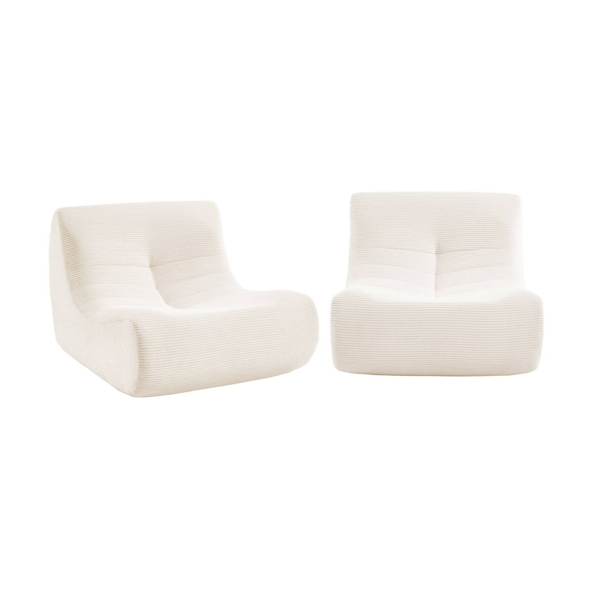 Sofá modular em tecido veludo cotelê de 2 lugares, sokol veludo cotelê , creme, 91x105x72 cm
