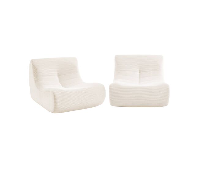 Sofá modular em tecido veludo cotelê de 2 lugares, sokol veludo cotelê , creme, 91x105x72 cm