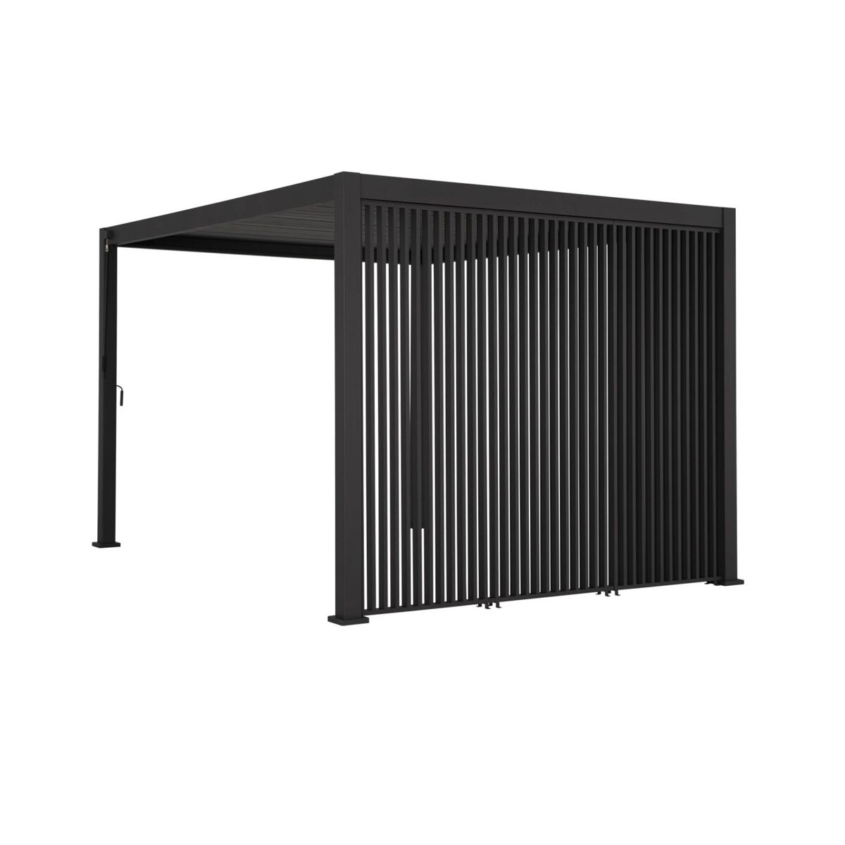 Pérgola bioclimática em alumínio 3x4m + 3 persianas verticais 100cm, triomphe 3x4m + acessórios, antracite, 400x300x250 cm