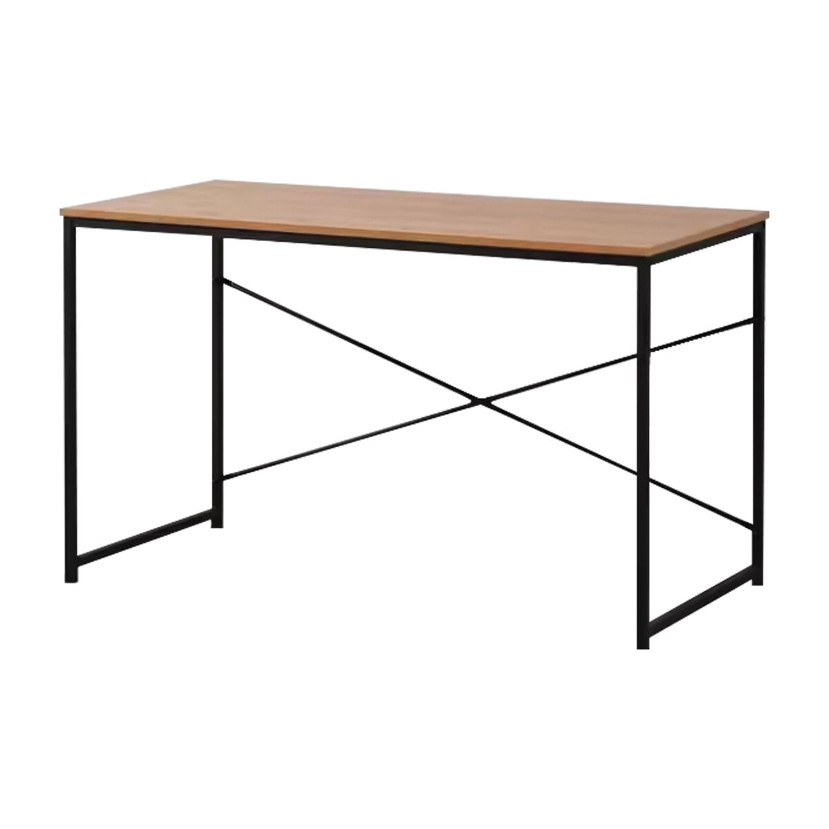 Mesa de estilo industrial nazar: design minimalista com estrutura metálica robusta e superfície laminada em carvalho claro