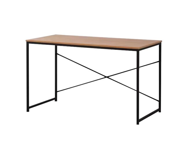 Mesa de estilo industrial nazar: design minimalista com estrutura metálica robusta e superfície laminada em carvalho claro