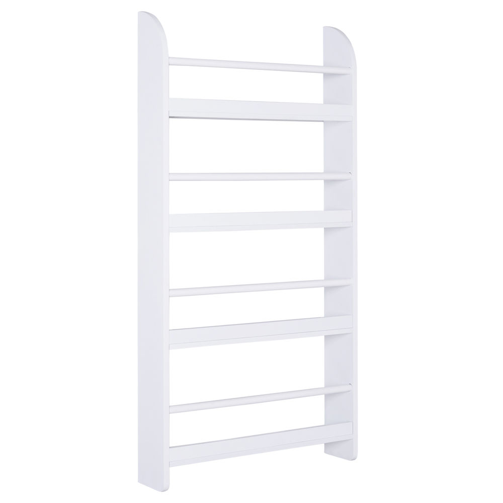 Homcom estante de parede para livros com 4 prateleiras estante infantil para casa ou escritório suporta até 30kg 59x12x113 cm branco