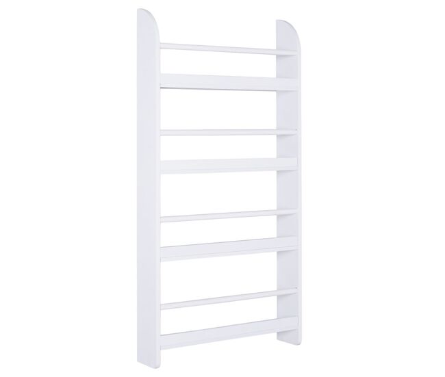 Homcom estante de parede para livros com 4 prateleiras estante infantil para casa ou escritório suporta até 30kg 59x12x113 cm branco