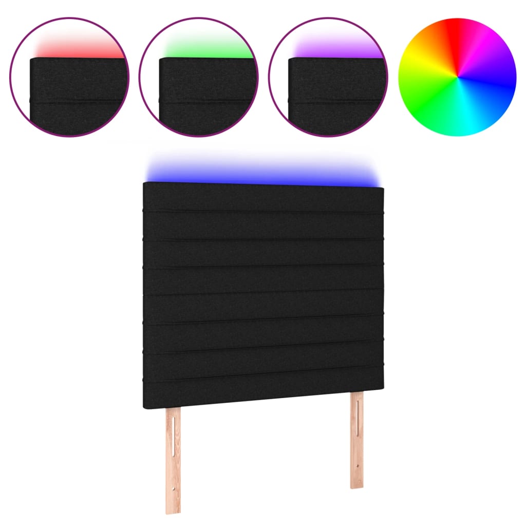 Vidaxl cabeceira cama c/ led tecido 80x5x118/128 cm preto