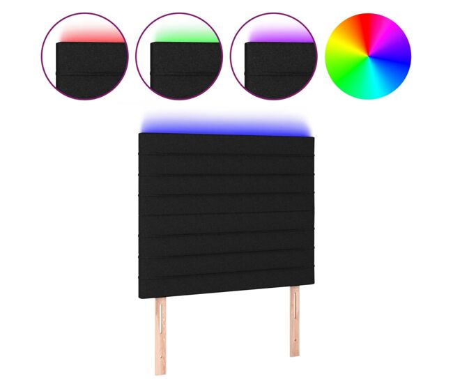 Vidaxl cabeceira cama c/ led tecido 80x5x118/128 cm preto