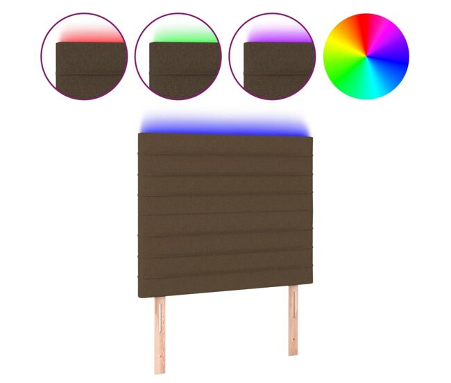 Vidaxl cabeceira de cama c/ luzes led tecido 100x5x118/128cm castanho
