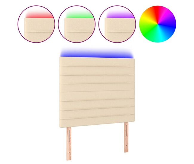 Vidaxl cabeceira de cama c/ led tecido 80x5x118/128cm crème