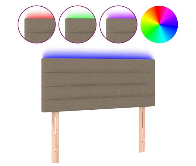 Vidaxl cabeceira cama luzes led tecido 90x5x78/88cm cinza-acastanhado